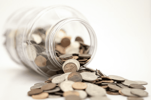 fallen jar of coins